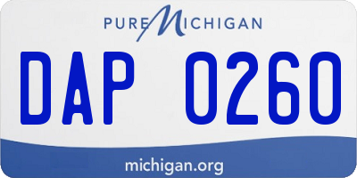 MI license plate DAP0260