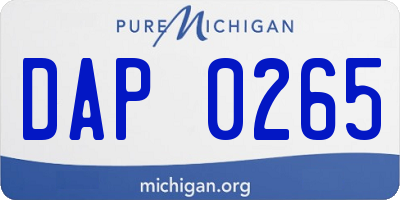 MI license plate DAP0265