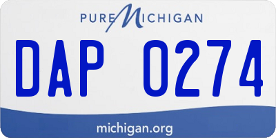 MI license plate DAP0274