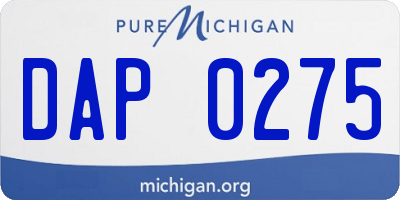 MI license plate DAP0275