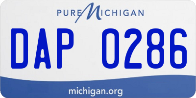 MI license plate DAP0286