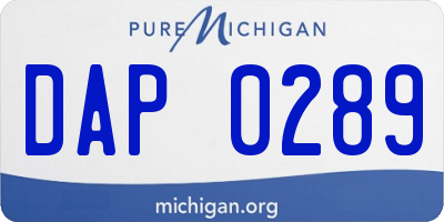 MI license plate DAP0289