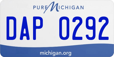 MI license plate DAP0292