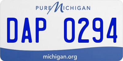 MI license plate DAP0294