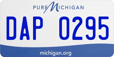 MI license plate DAP0295