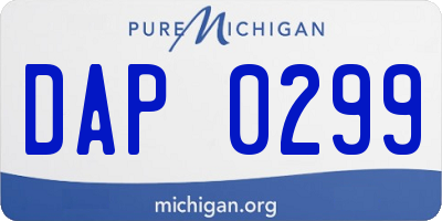 MI license plate DAP0299