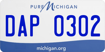 MI license plate DAP0302