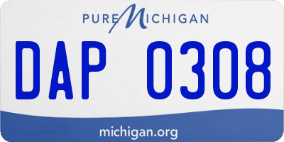 MI license plate DAP0308