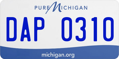 MI license plate DAP0310