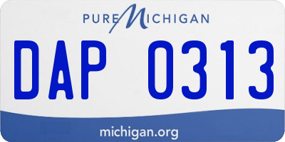 MI license plate DAP0313