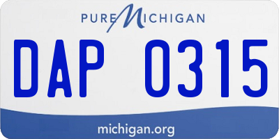 MI license plate DAP0315