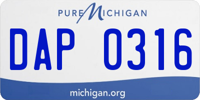 MI license plate DAP0316