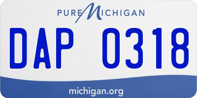 MI license plate DAP0318