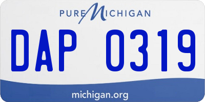 MI license plate DAP0319