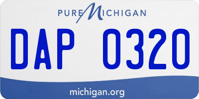 MI license plate DAP0320