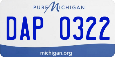 MI license plate DAP0322