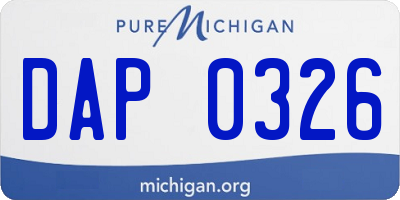 MI license plate DAP0326