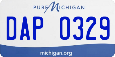 MI license plate DAP0329