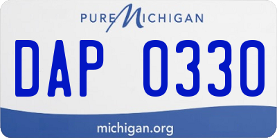 MI license plate DAP0330