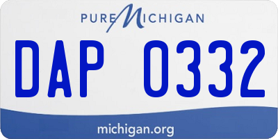 MI license plate DAP0332