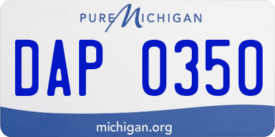 MI license plate DAP0350