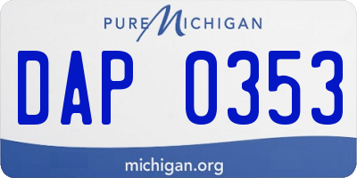 MI license plate DAP0353