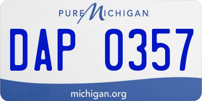 MI license plate DAP0357