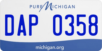 MI license plate DAP0358