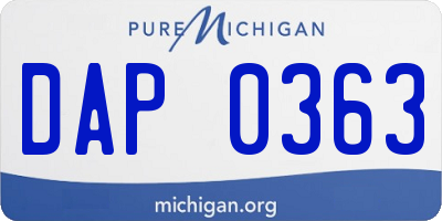 MI license plate DAP0363