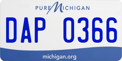 MI license plate DAP0366