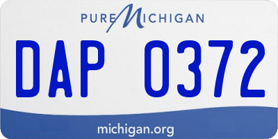 MI license plate DAP0372