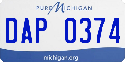 MI license plate DAP0374