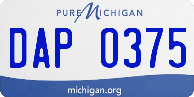 MI license plate DAP0375