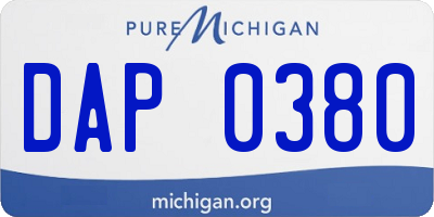 MI license plate DAP0380