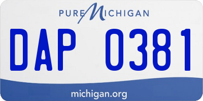 MI license plate DAP0381