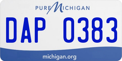 MI license plate DAP0383