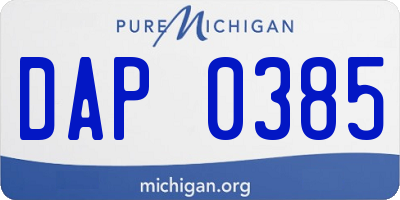 MI license plate DAP0385