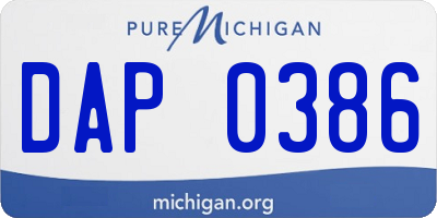 MI license plate DAP0386