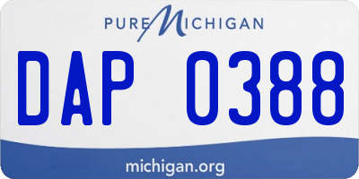 MI license plate DAP0388