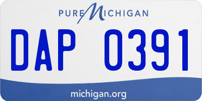 MI license plate DAP0391