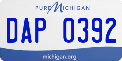 MI license plate DAP0392