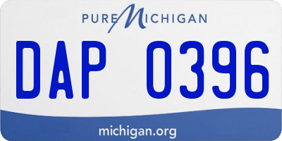 MI license plate DAP0396