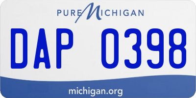 MI license plate DAP0398