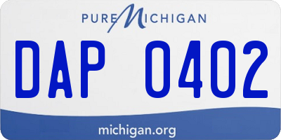 MI license plate DAP0402