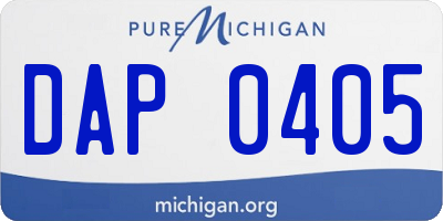 MI license plate DAP0405