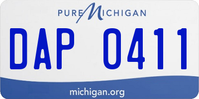 MI license plate DAP0411