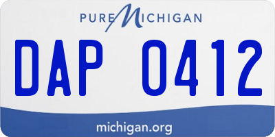 MI license plate DAP0412