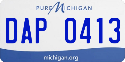 MI license plate DAP0413