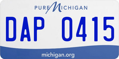 MI license plate DAP0415