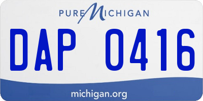 MI license plate DAP0416